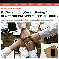 Fuses e aquisies em Portugal movimentam 4,6 mil milhes at junho